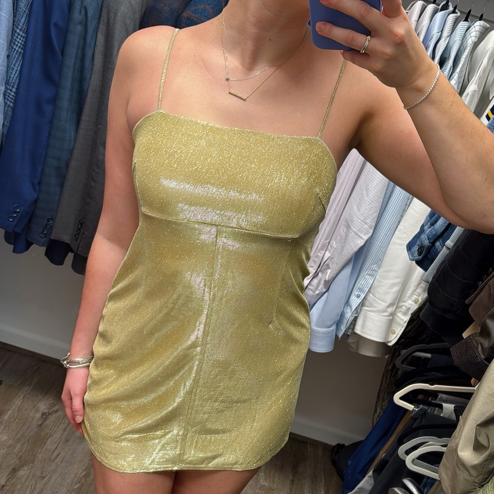 Urban Outfitters Gold Strapless Dress - Picture 9 of 12